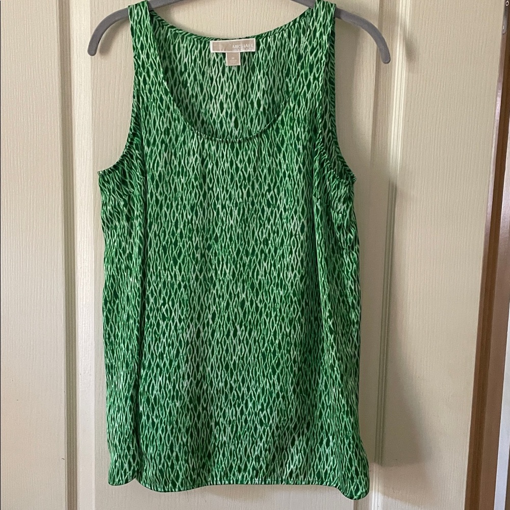 Michael Kors Green Geometric Sleeveless Tank